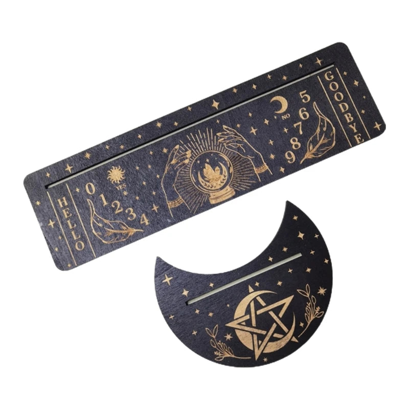 Wooden Tarot Card Stand Holder Moon Phases Altar Base Moon Shape And Rectangle Cards Holder For Witch Divination Tools