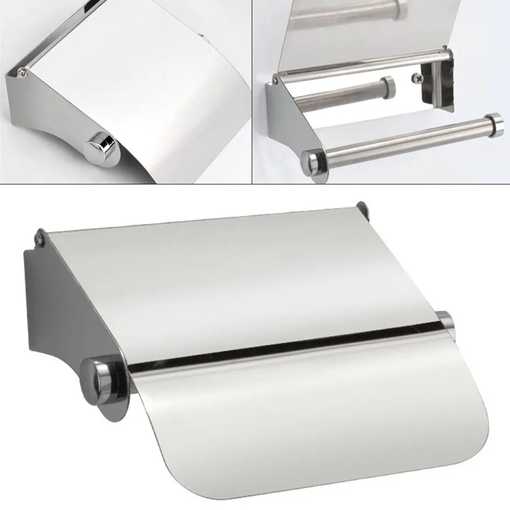 Toilet Roll Paper Holder Organizer Wall Mount Storage Stand Kitchen Bathroom No Drill Paper Stand Tissue Dispenser