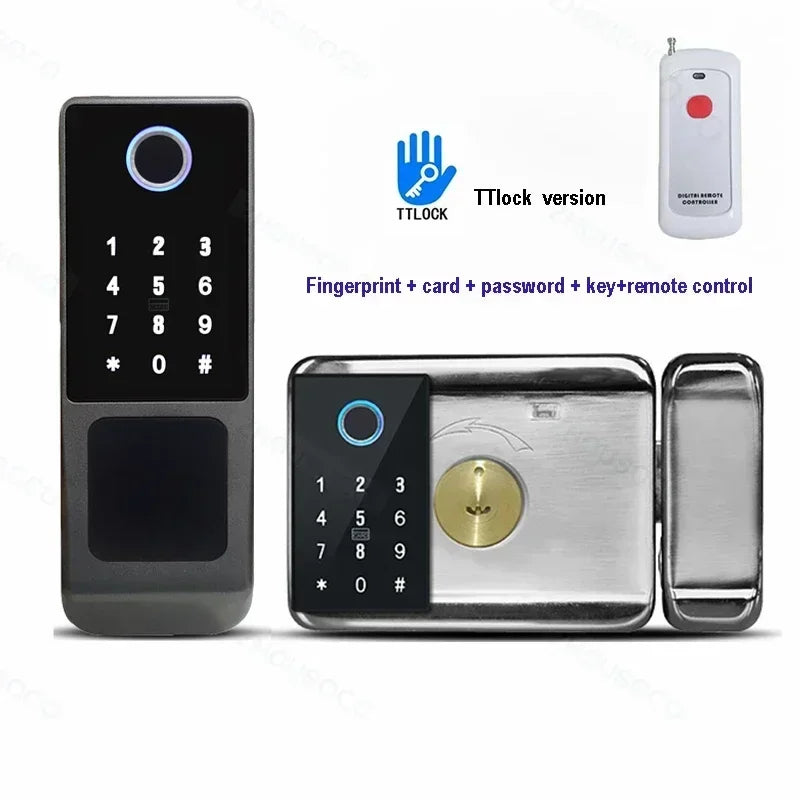 Tuya Wifi Waterproof Outdoor Smart Door Lock TTLock App Fingerprint Lock Card Code Remote Unlock Keyless Digital Electronic Lock