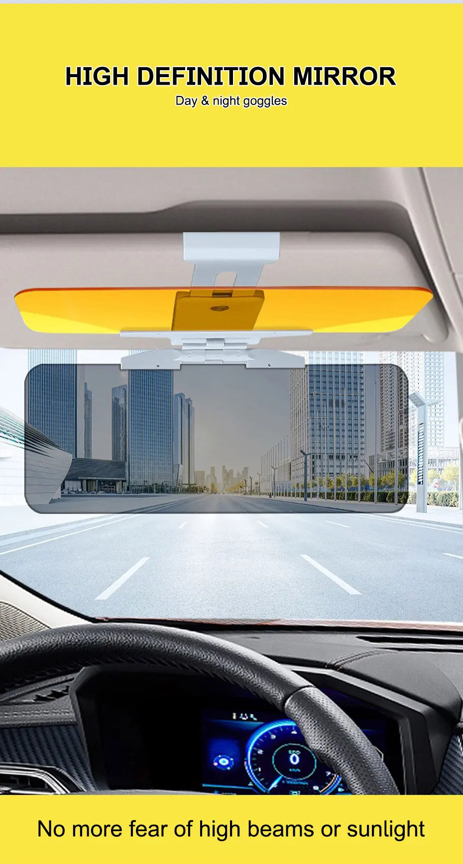 SEAMETAL Car Sun Visor HD View Day and Night Car Anti-glare Sun Visor Sun UV Blocked Clearly View Safety Driving Accessories