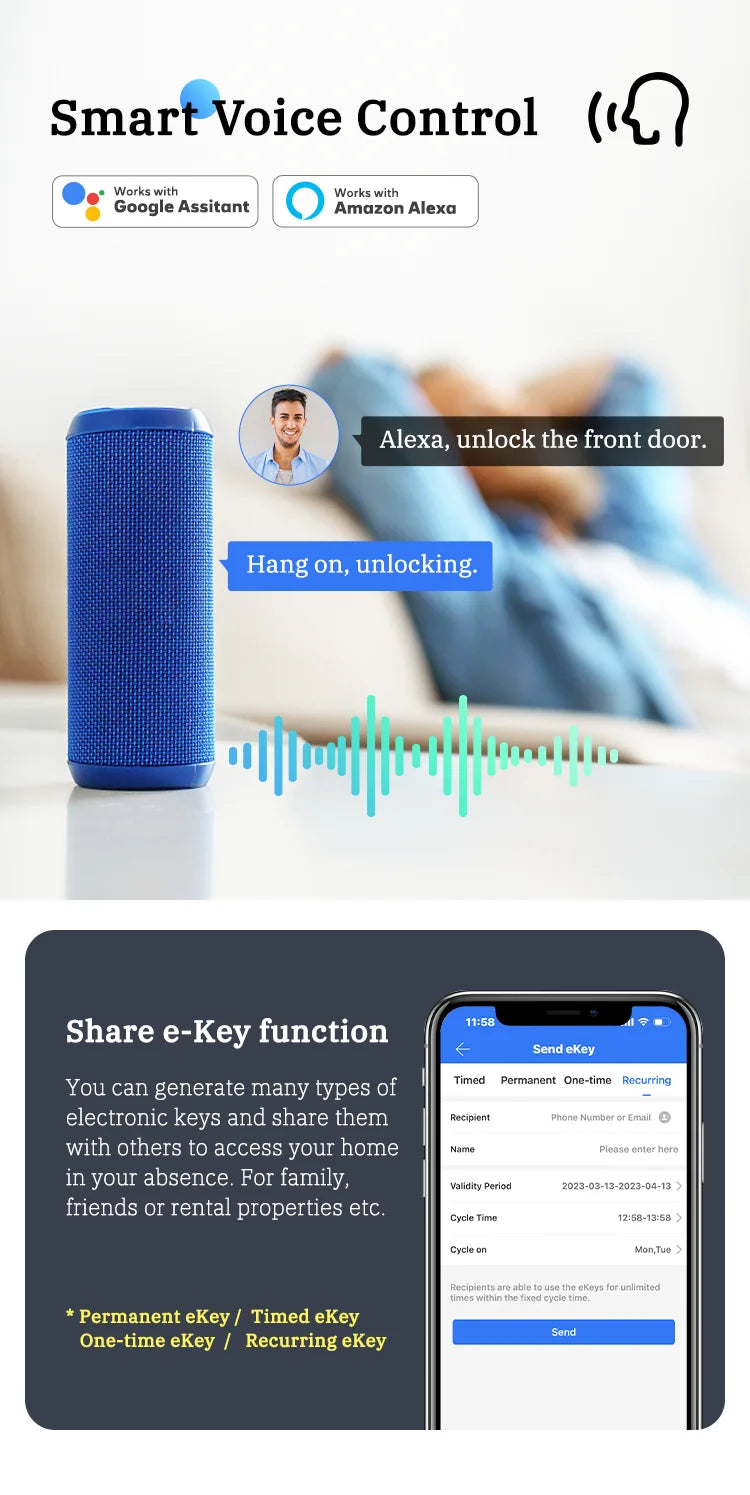 Bluetooth Fingerprint Door Lock TTLock App Code Card Key Touch Screen Smart Door Lock Security Digital Electronic Lock For Home