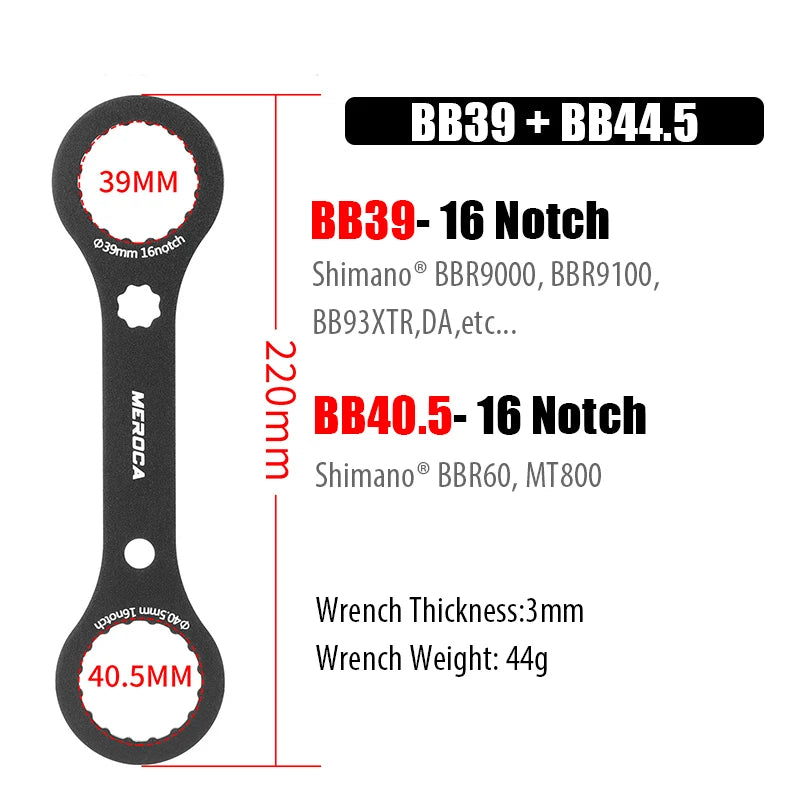 Bicycle Bottom Bracket Wrench Spanner Bike BB Wrench Removal Installation Tool Remover BB39 BB44 BB46 BB40.5 16/24 Notch