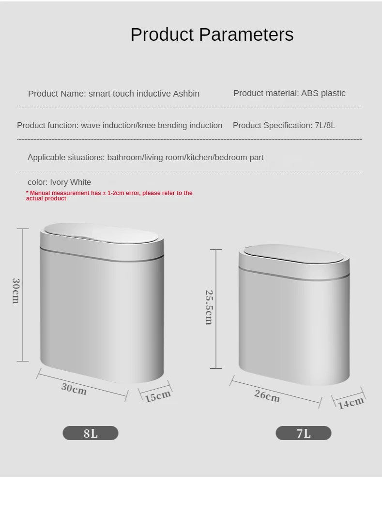 7L Trash Can Smart Sensor Trash Can Automatic Household Electronic Kitchen Trash Bin Toilet Waterproof Narrow Seam Sensor Bin