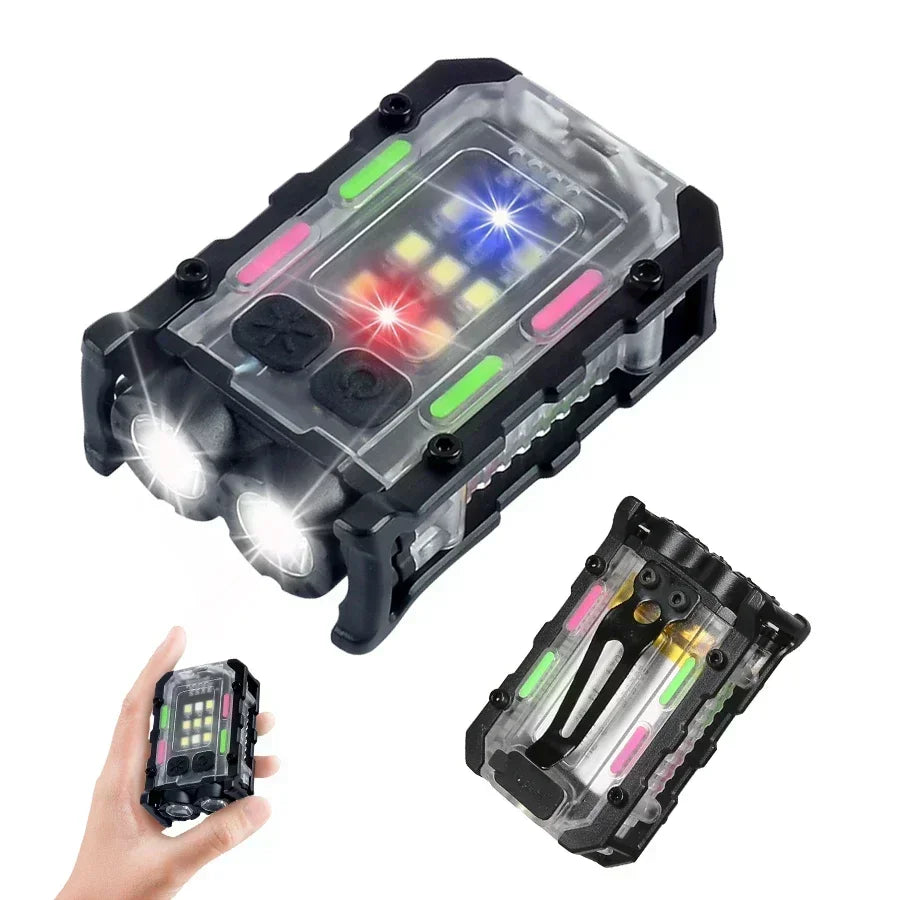 Rechargeable LED Flashlight with Clip, Magnetic Keychain Work Light, 8 Modes Lantern for Camping, Outdoors and Home Emergency