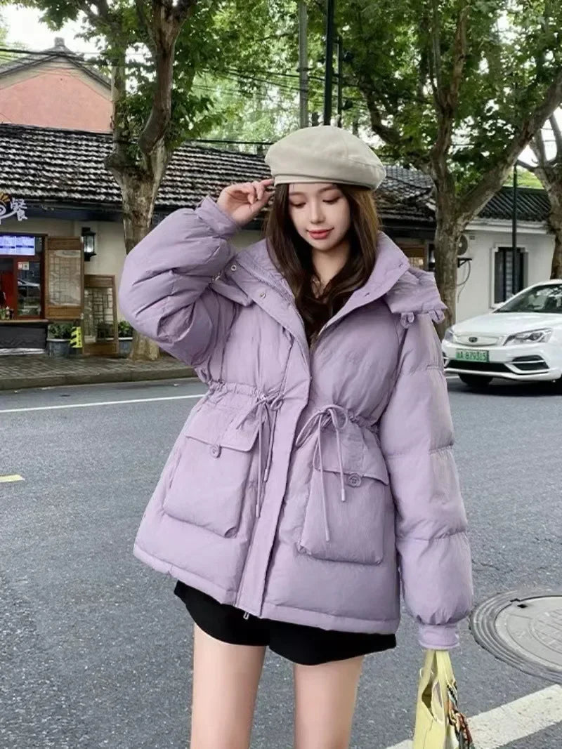 Puffer Jacket Women Warm Fashion Korean Mid-length Duck Down Coat Female 2024 New Winter White Duck Down Jacket Women