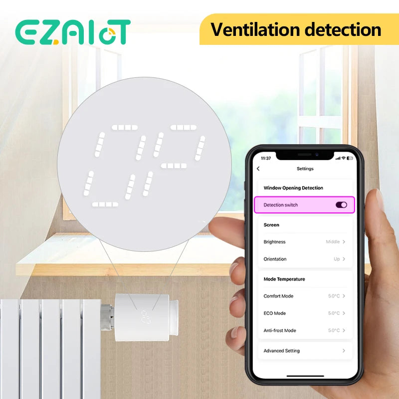 Smart Thermostat TRV Radiator Valve Zigbee/WiFi Tuya Actuator Head Remote Temperature Controller Voice Control Alexa Google Home