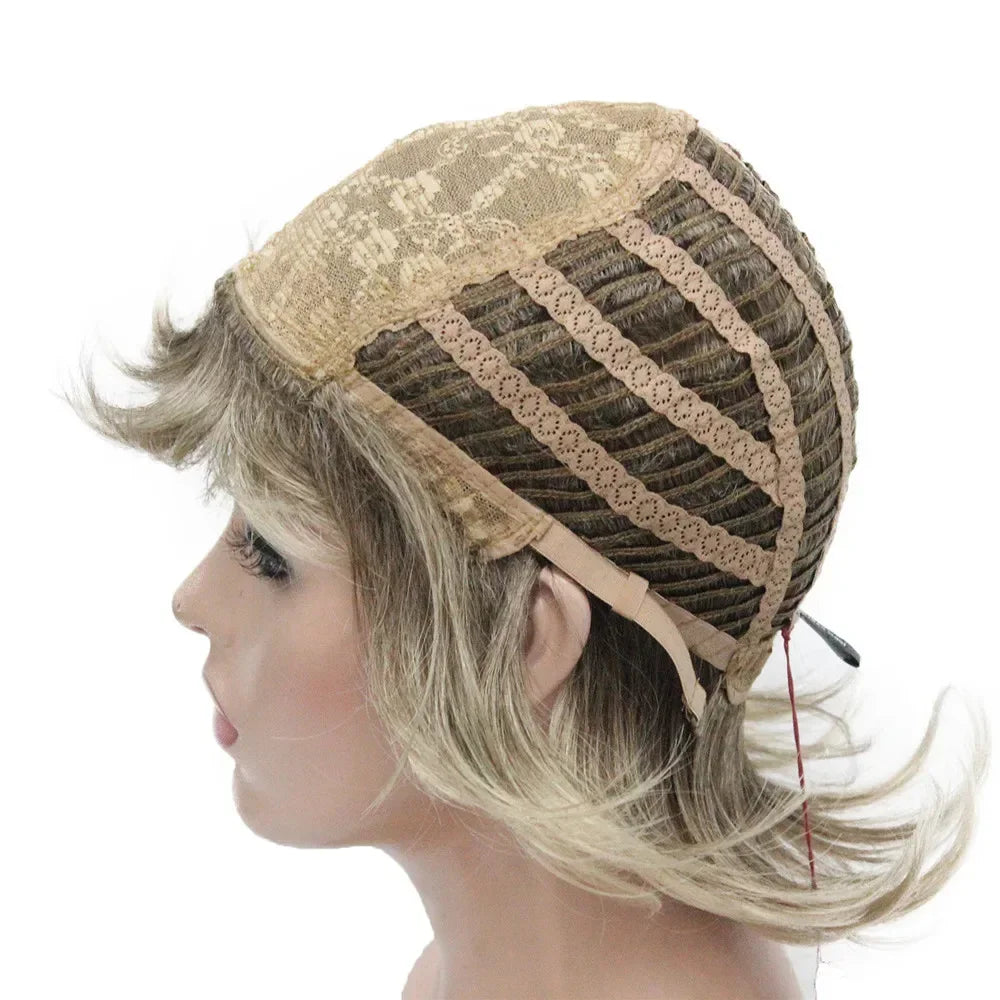 StrongBeauty Women Synthetic wig Short Hair Auburn/Blonde Natural wigs Capless Layered Hairstyles