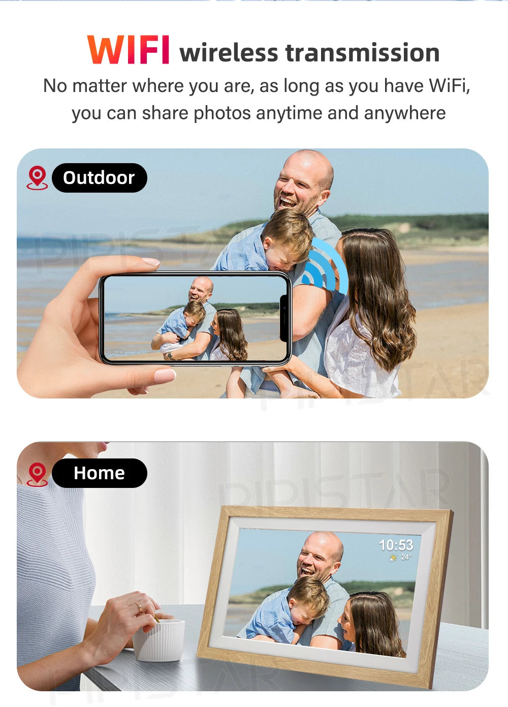 10.1-inch WiFi smart digital photo frame Frameo digital photo frame with high-definition IPS touch screen automatic rotationPicture FramesGoWisse.com