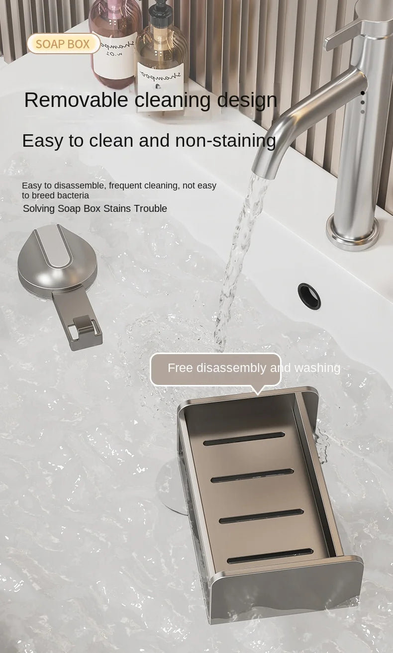 No-Drill Bathroom Soap Holder - Suction Cup Wall Mount Organizer Double Drainage, Holds Soap & Sponge, Space-Saving Storage Rack