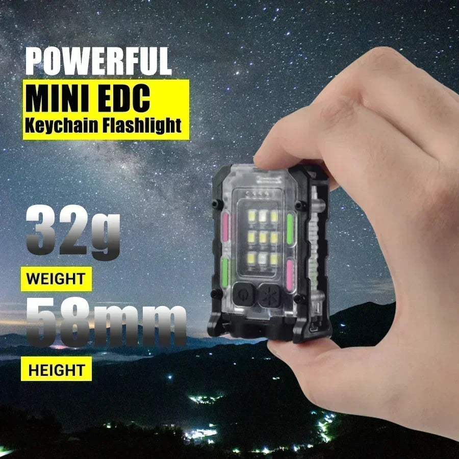 Rechargeable LED Flashlight with Clip, Magnetic Keychain Work Light, 8 Modes Lantern for Camping, Outdoors and Home Emergency