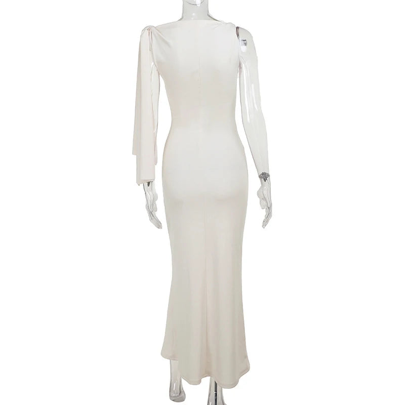 Women's Hot Sweetheart Long Dress New Fashion Asymmetric Temperament Slim Package Hip Simple Tie Dresses