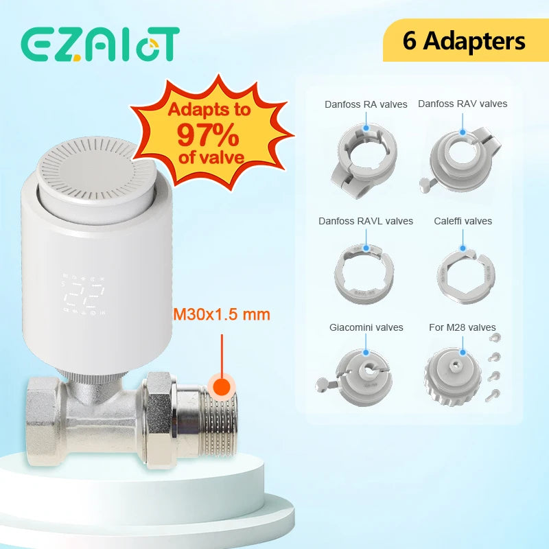EZAIOT Tuya ZigBee Smart TRV Thermostatic Valve Thermostat Radiator Actuator Temperature Controller Voice Alexa Google Home Alic