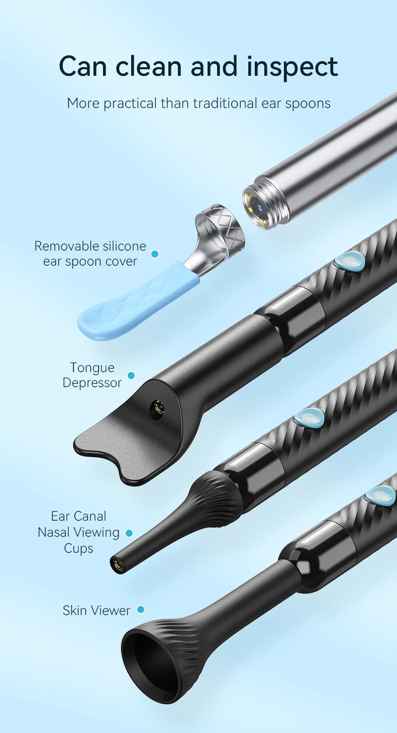 Wireless Ear Wax Removal With Camera Rechargeable Ear Cleaner 8 Megapixels Ear Check Camera with 6 Pcs Ear Spoon Set Canal Clean
