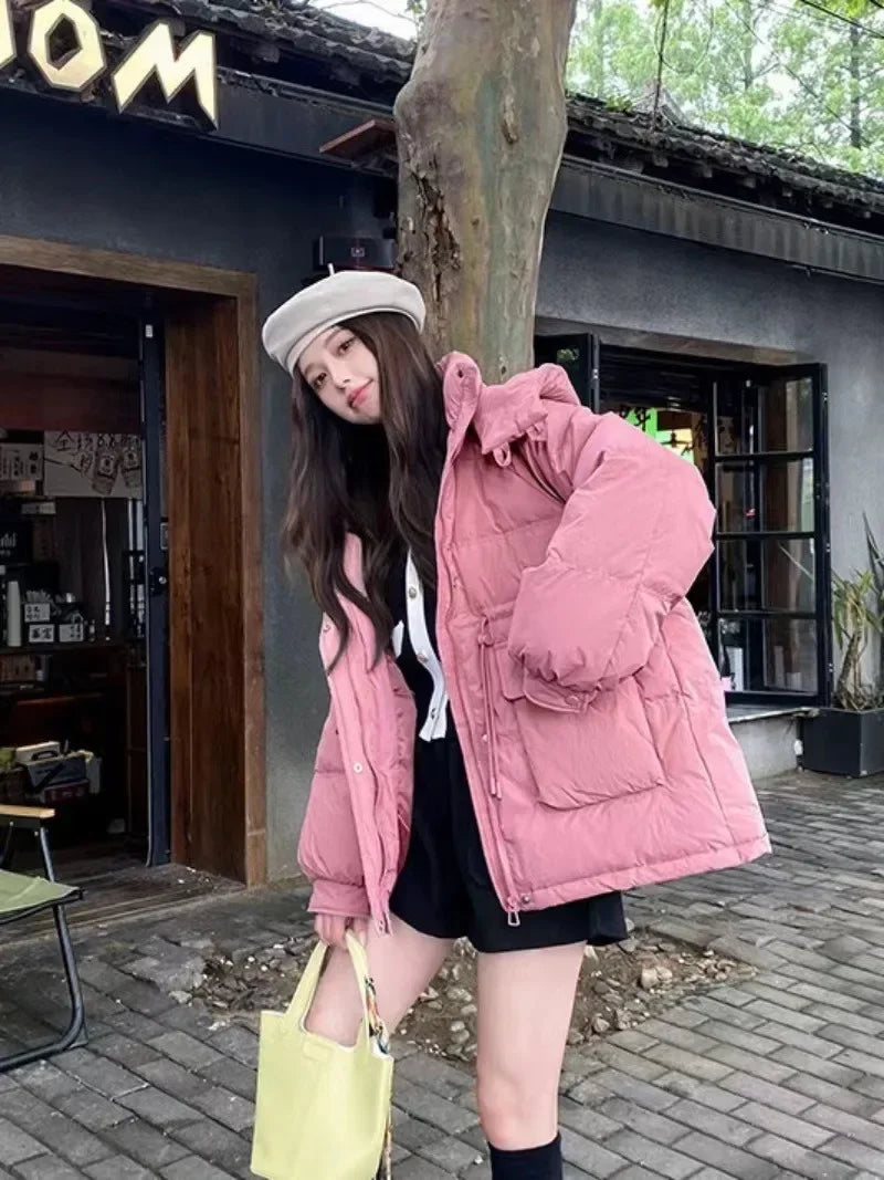 Puffer Jacket Women Warm Fashion Korean Mid-length Duck Down Coat Female 2024 New Winter White Duck Down Jacket Women