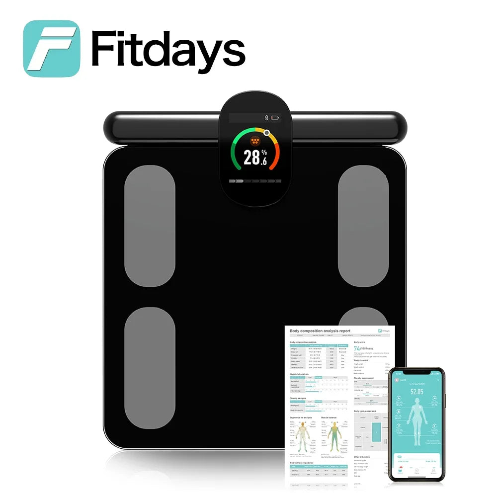 Fitdays Home Smart Bioimpedance Scale 8 Electrode Body Fat Scale Weight Balance Scale Smart Body Composition Scale