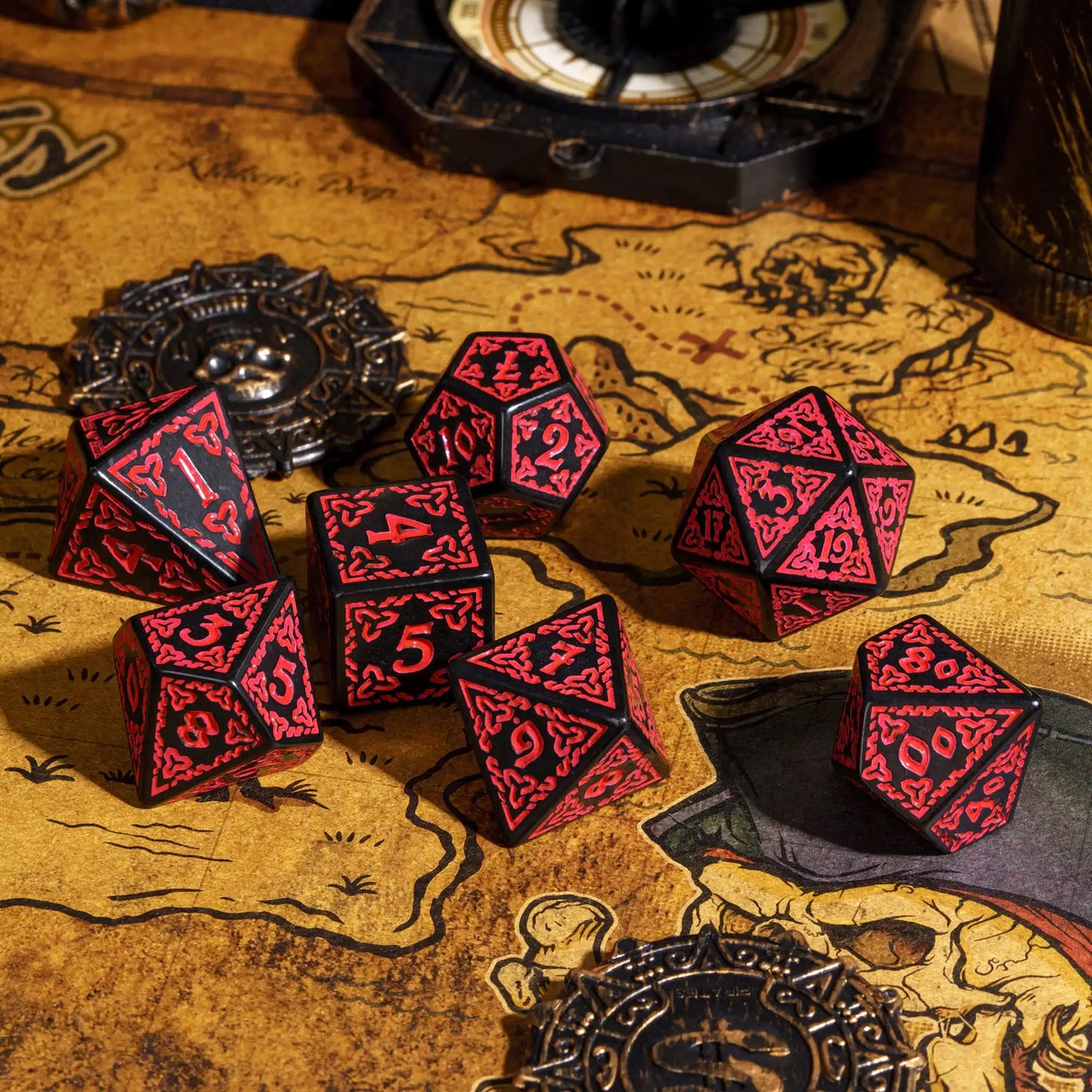 DND Celtic Knot Dice with Unique D4 7Pcs/Set New Pattern D4- D20 Polyhedral Dice for Role Playing Board Game D&D Tabletop Games