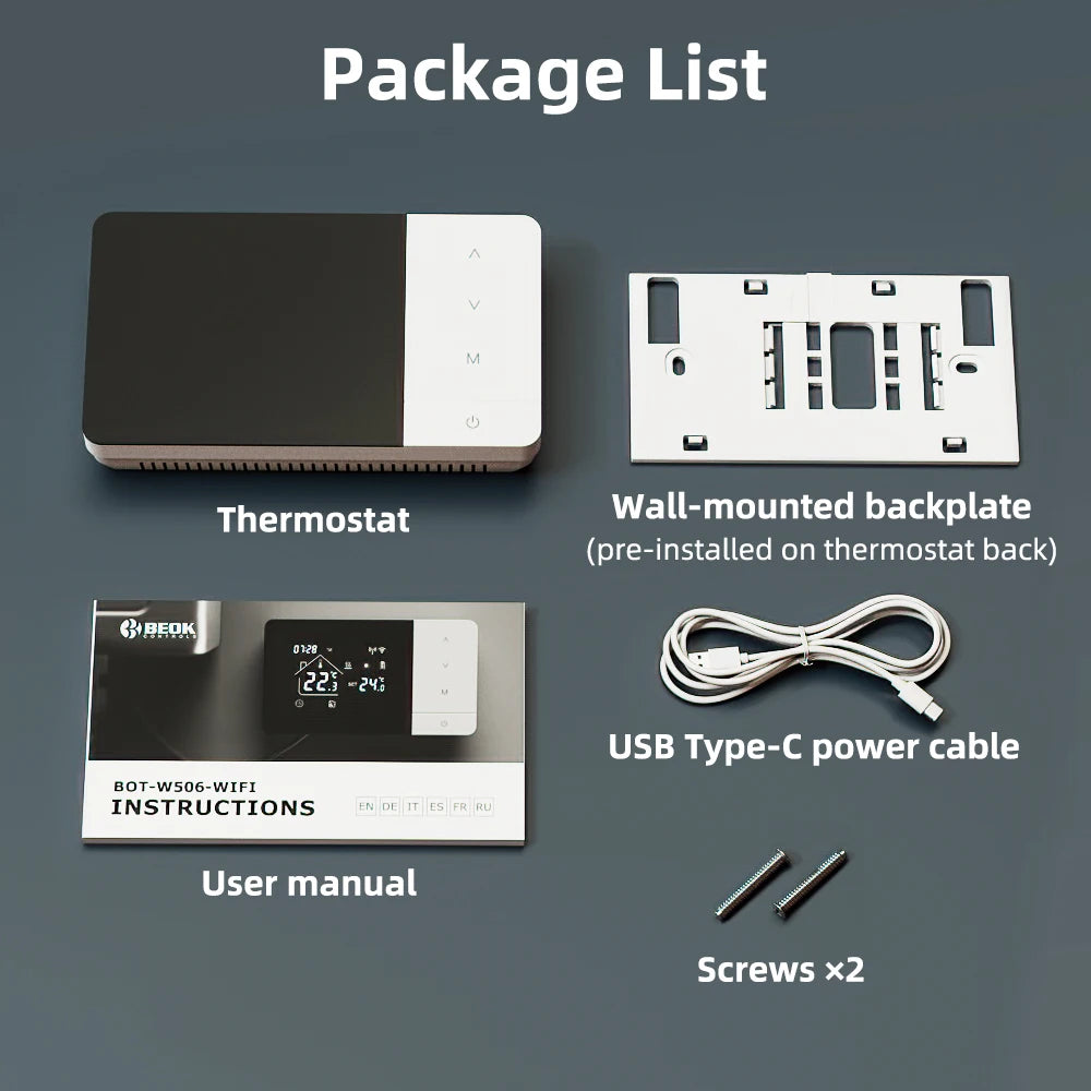 Smart Tuya WiFi Thermostat for Gas Boiler Heating /Cooling Powered by Battery/USB Works With Alexa Google Home