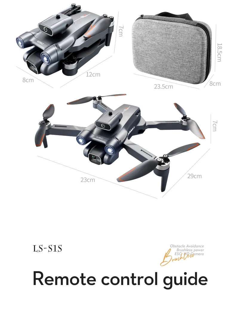 Popular S1S drone 8K high-definition dual camera brushless motor four axis foldable obstacle avoidance aircraft children's toy