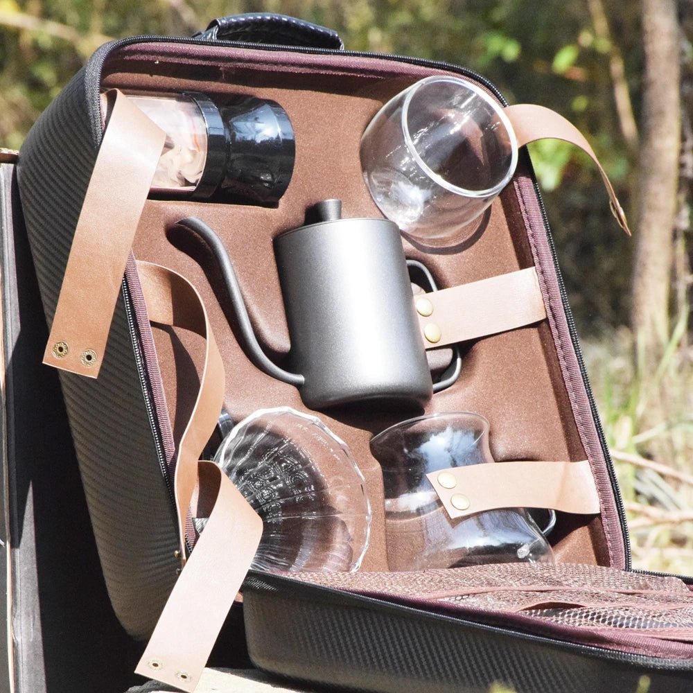 Luxury Coffee Gift Box Set Grinder Hand Pot Glass Drip Filter Household Coffee Coffee Christmas Gift Coffeeware