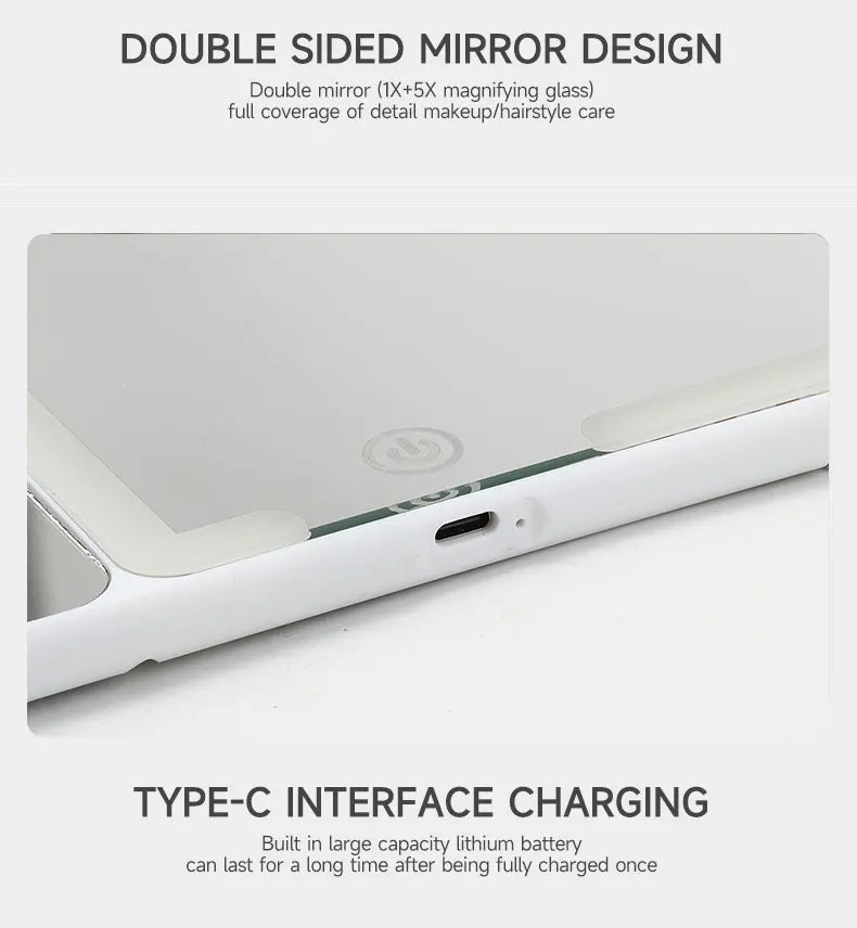 Car Sun Visor Makeup Mirror LED Touch Screen Adjustable Brightness Auto Interior Makeup HD Mirror with Magnifying Glass