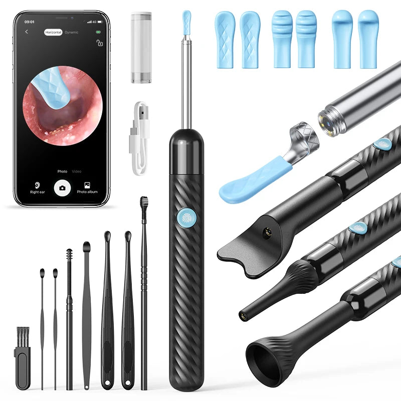 Wireless Ear Wax Removal With Camera Rechargeable Ear Cleaner 8 Megapixels Ear Check Camera with 6 Pcs Ear Spoon Set Canal Clean