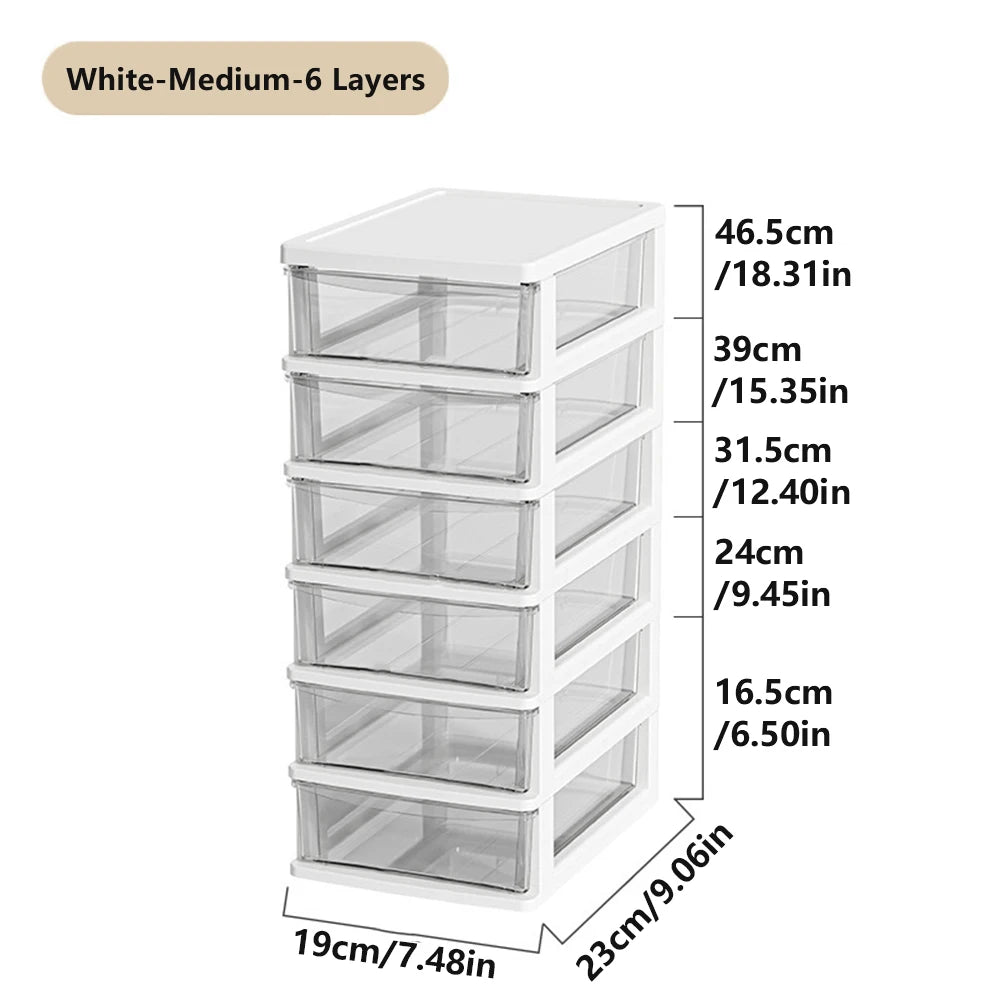 2-6Layers Medium Desktop Storage Box with Drawer Heightened Table Organizer Plastic Office storage cabinet  for home Stationery