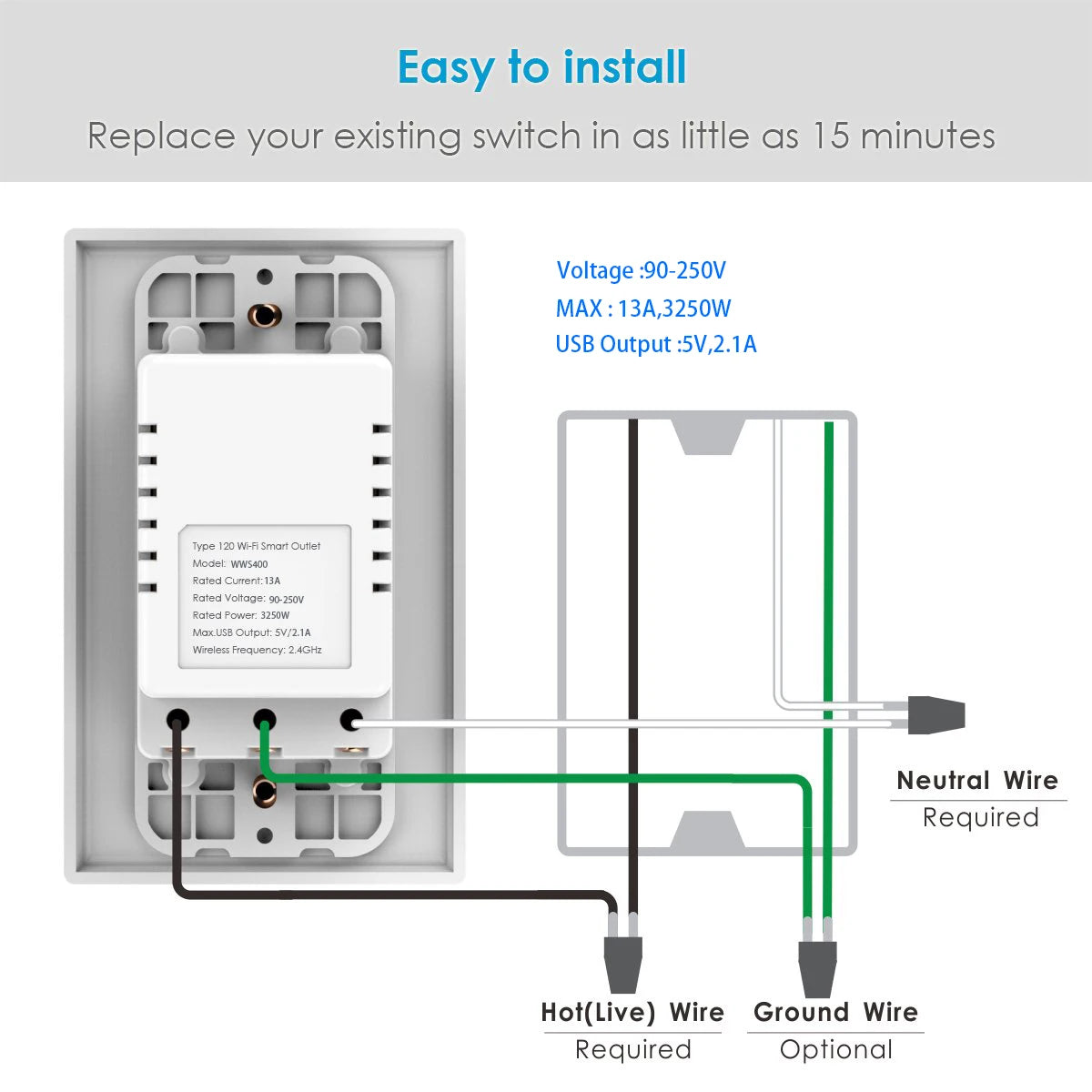 Melery Brazil WiFi Smart Wall Socket USB Tuya Electrical Plug Outlet PC/Glass Panel Alexa Google Home,Whole House Intelligence