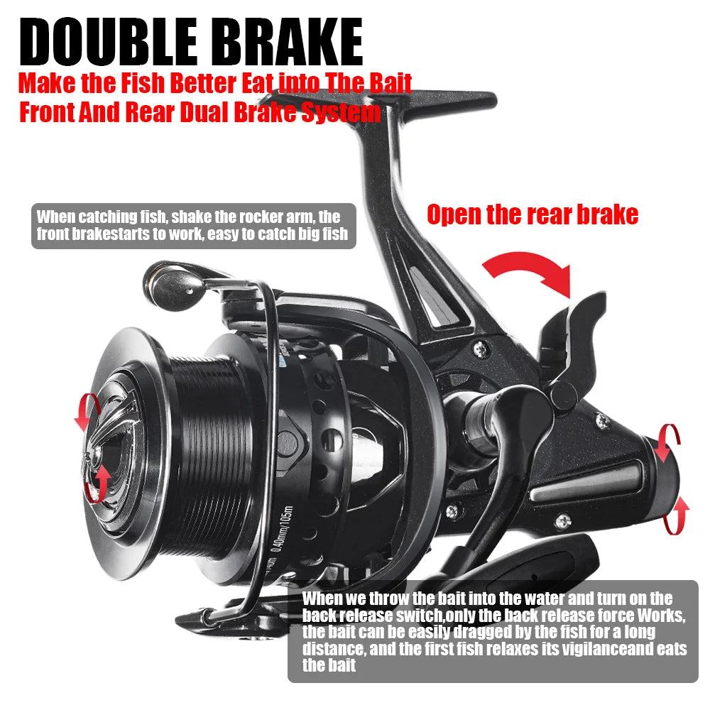 Carp Fishing Reel Spinning Strong Double Drag 12-15kg Molinete Carretilha De Pesca Olta Makaralar Sea Reels Accessories Mar