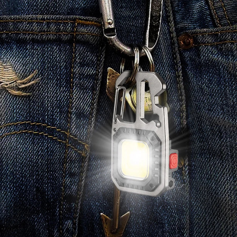 AmmToo Ultra Small Mini LED Light Rechargeable Keychain Light Outdoor Camping COB Work Light Portable Pocket Wrench Screwdriver