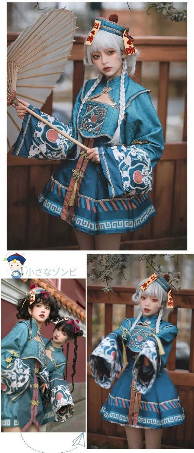 Vampire Easter Zombie Costume Cosplay Women Lolita Dress Hat Wig Anime Maid Chinese Carnival Party Gothic Clothes Skirt Outfit