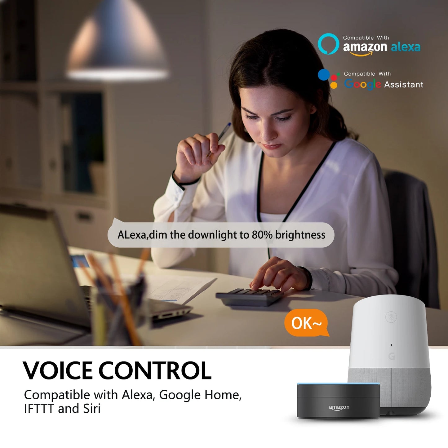 220V 110V WiFi Smart LED Bulb 9W 10W E27/E26 RGB+CCT Indoor Light Alexa Google Home Together APP Timing Dimming