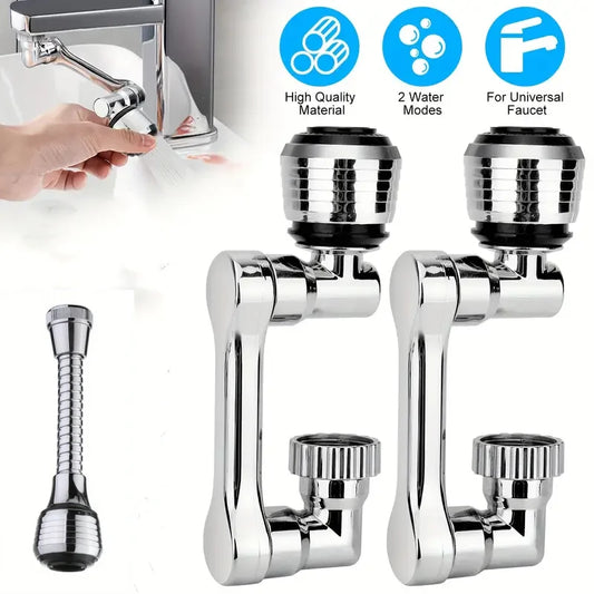 2pcs 1080° Swivel Faucet Spray Head Wash Basin Robot Arm Faucet Extender Sink Accessories for Extension Faucet Easy Install
