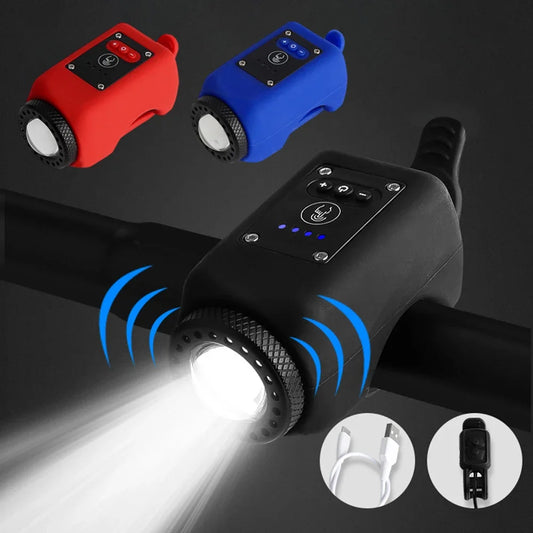 Mountain Bike Electronic Horns Bell With LED Light Rechargeable High Brightness LED Handlebar Lamp For Children's Bike