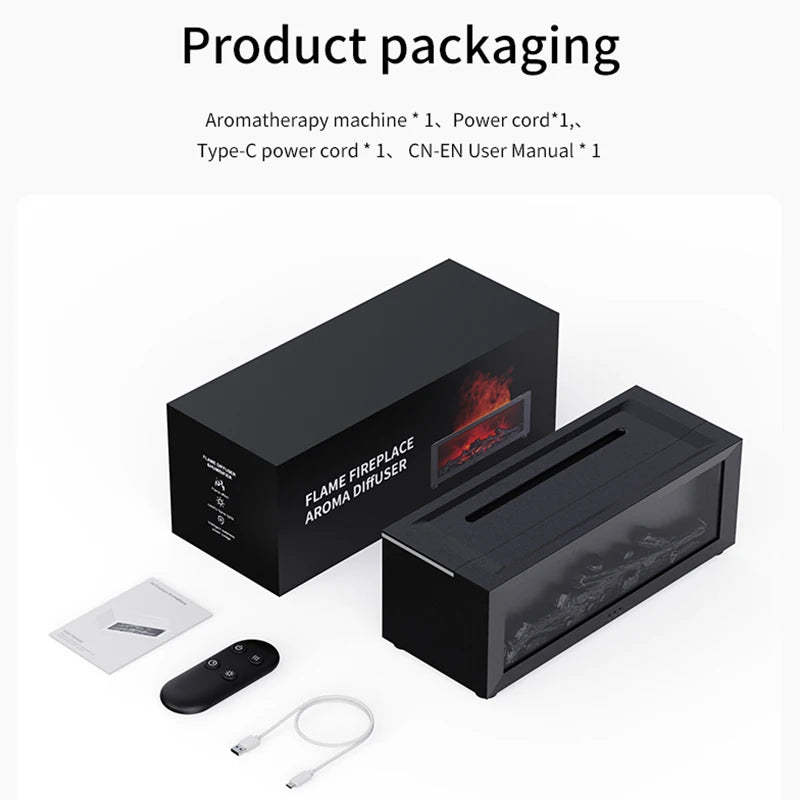 Creative Fireplace Aroma Diffuser Essential Oil Air Humidifier Difusor Remote Control Desktop Decoration for Home Holiday Gift