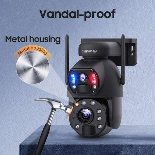 SHIWOJIA 4K 8MP 4G Solar Camera 20X Zoom Dual Lens Recording Humanoid Tracking Outdoor WIFI Camera Metal Waterproof CCTV