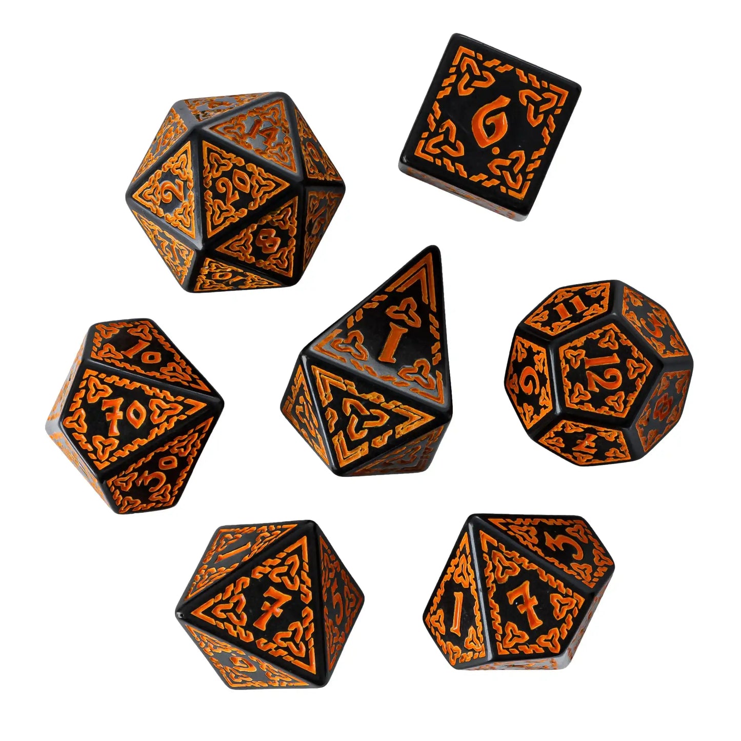 DND Celtic Knot Dice with Unique D4 7Pcs/Set New Pattern D4- D20 Polyhedral Dice for Role Playing Board Game D&D Tabletop Games
