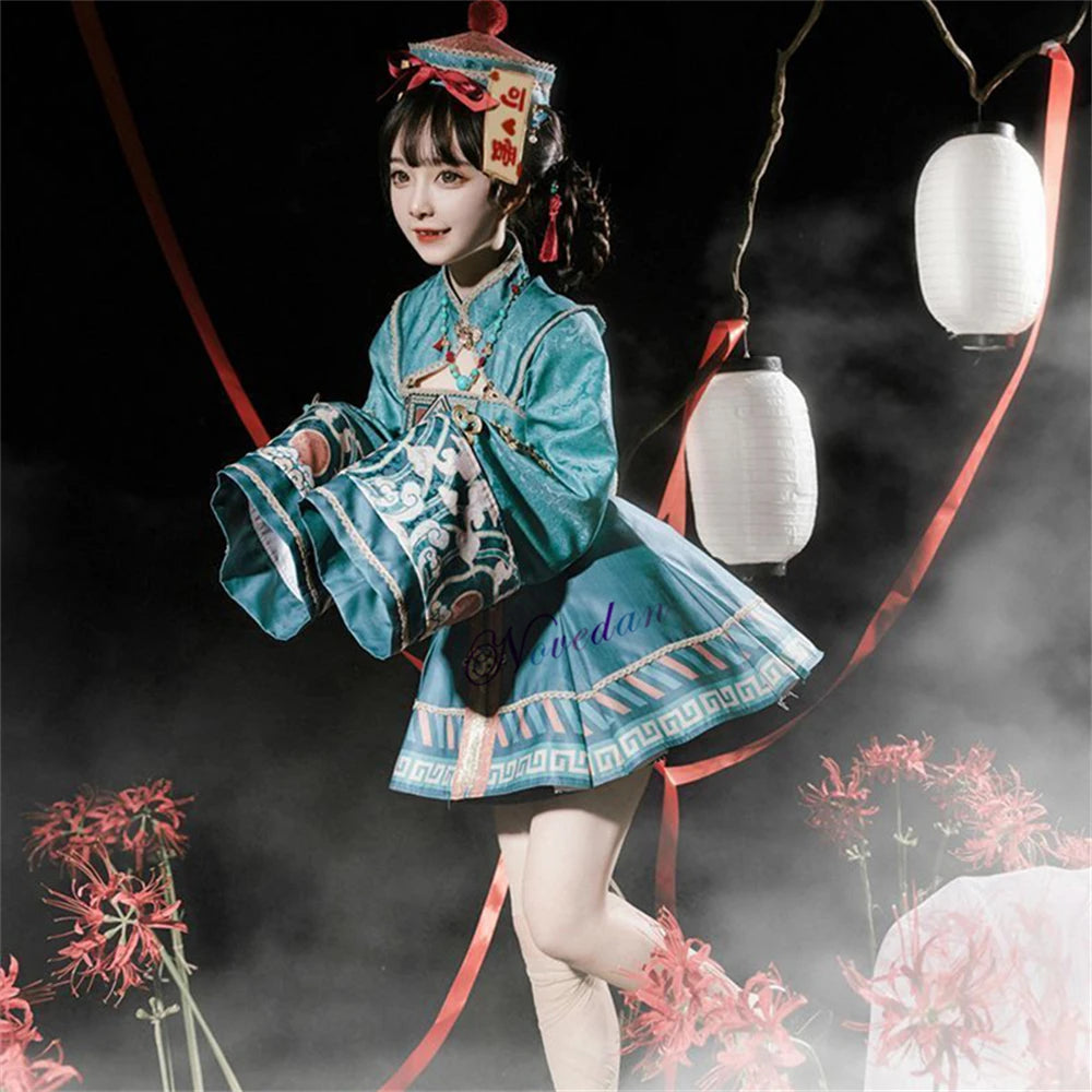 Vampire Easter Zombie Costume Cosplay Women Lolita Dress Hat Wig Anime Maid Chinese Carnival Party Gothic Clothes Skirt Outfit