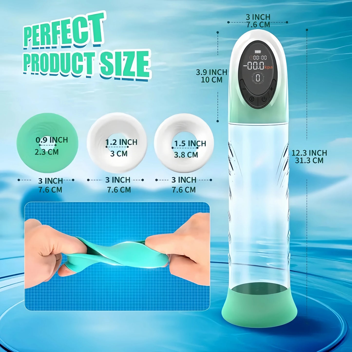 IPX7 Waterproof Electric Penis Pump for Enlargement Man Vacuum Pump Enlargement Extend Pump 4 Suction Levels 2 Silicone Sleeves