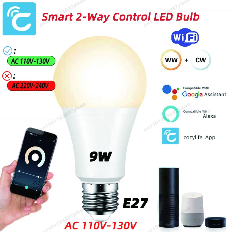 Cozylife Wifi Smart Light Bulb LED CW Lamp 110V 220V Smart Light Bulbs LedLamps For Google Alexa Alice Voice Control Cold War