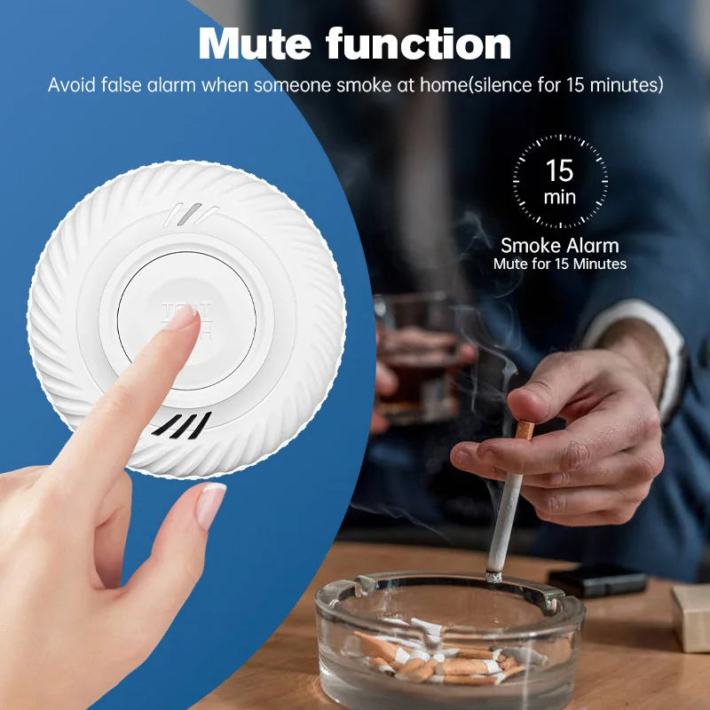 Built-in 10 Year Battery Smoke Detector WiFi Function Tuya Smart Home Parlor Child Room Kitchen Shop Fire Sound Alarm SensorSmoke DetectorsGoWisse.com
