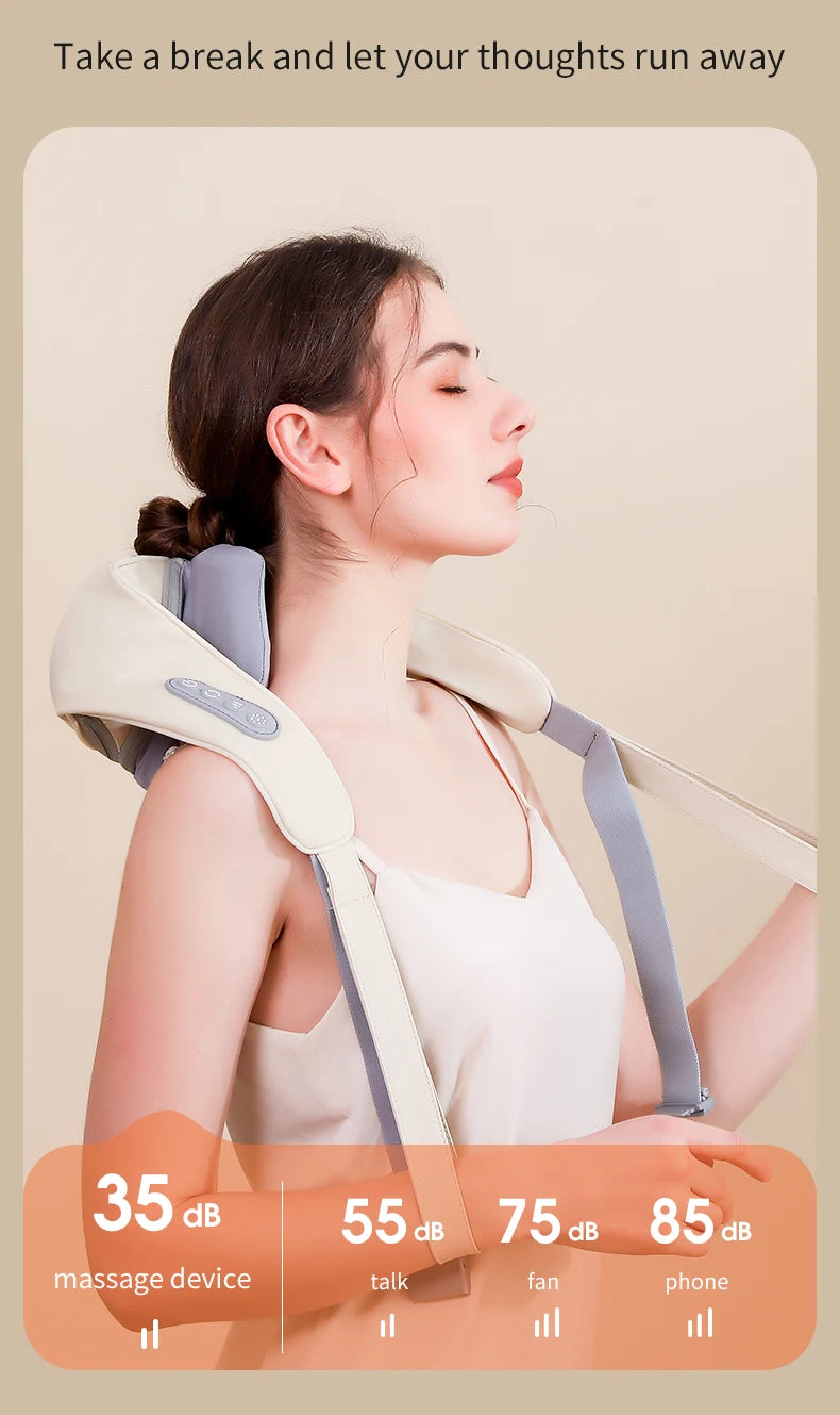Wireless Electric Shoulder Massager Air Compress Kneading Multifunctional Neck Massager Shawl Massaging Muscle Relaxing