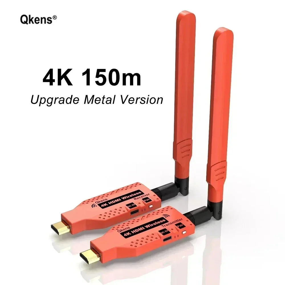 4K Wireless HDMI Extender 1x2 Splitter Video Transmitter and Receiver Display Adapter for DVD Camera Laptop PC To TV Projector