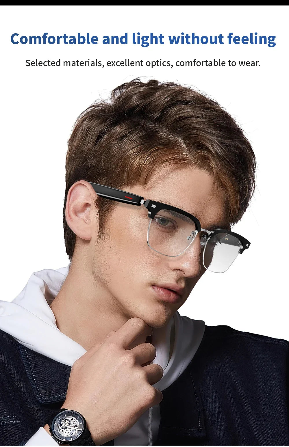 For Xiaomi E13 Smart Glasses:Blue Light Filtering Polarized Sunglass Lenses Audio Built-in Mic & Speakers Touch Voice Assistant
