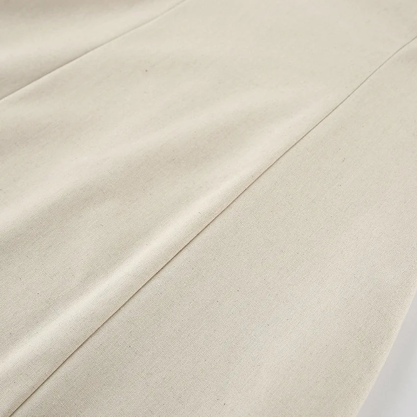 Minimalist Cotton Linen Design Strapless Dress Summer Women's Personal Street Elastic Backless Pocket Vacation Beach Dress