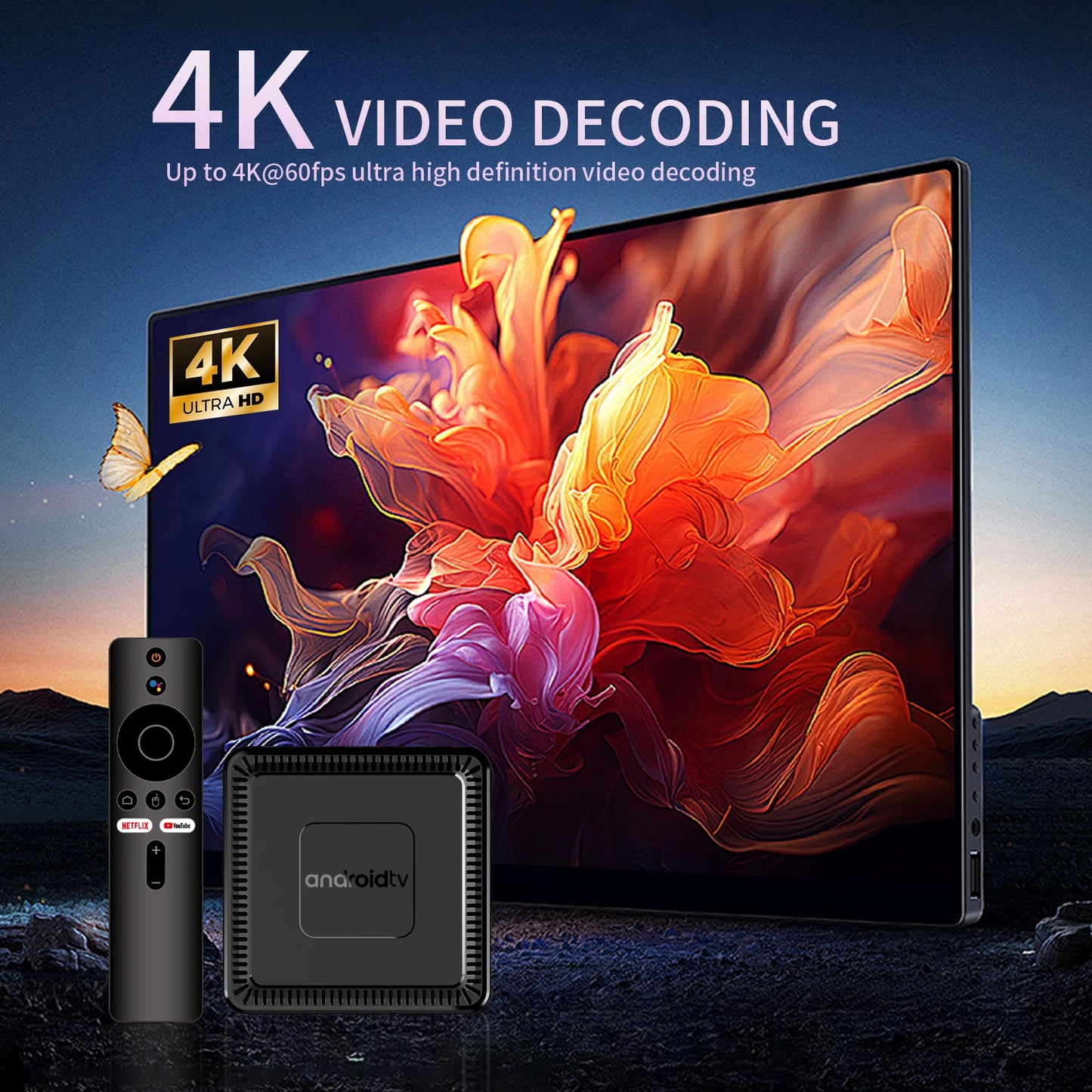 2025 New Q7 Smart TV Box Android14 Allwinner H313 8G+128GB ROM Dual-Band WiFi 6 Bluetooth 5.2 Google Voice Remote Media PlayerGoWisse.com