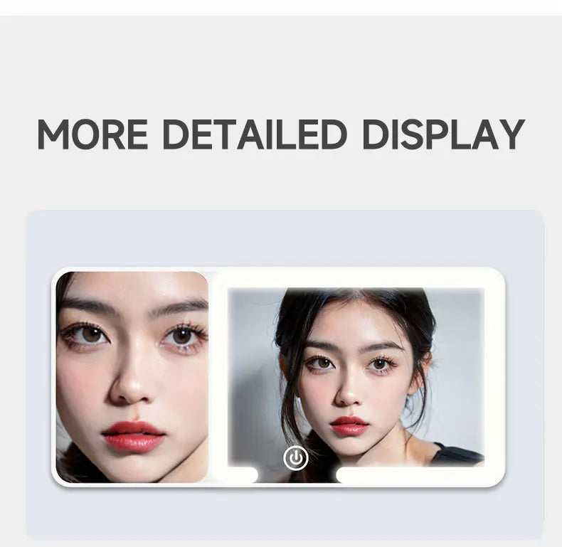 Car Sun Visor Makeup Mirror LED Touch Screen Adjustable Brightness Auto Interior Makeup HD Mirror with Magnifying Glass
