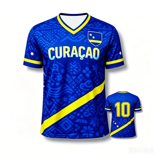 2026 Curacao Tribal Print Football Shirt Jersey Men Women Sport T-shirt National Team Inspired Casual Soccer Tops for Fans