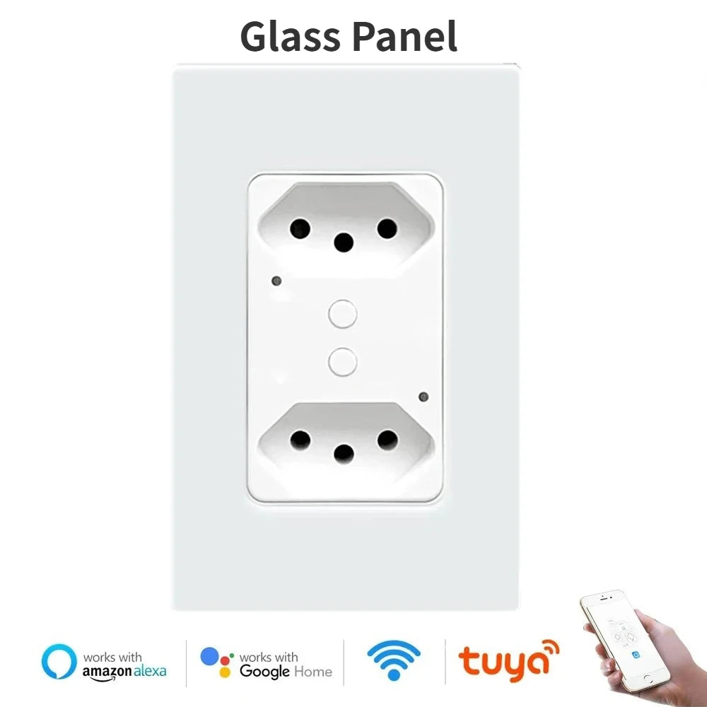 Melery Brazil WiFi Smart Wall Socket USB Tuya Electrical Plug Outlet PC/Glass Panel Alexa Google Home,Whole House Intelligence