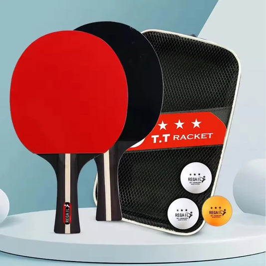 Professional Table Tennis Racket Set with 2 Paddles And 3 Balls - Includes Storage Bag Ping Pong Kit for Sports Enthusiasts