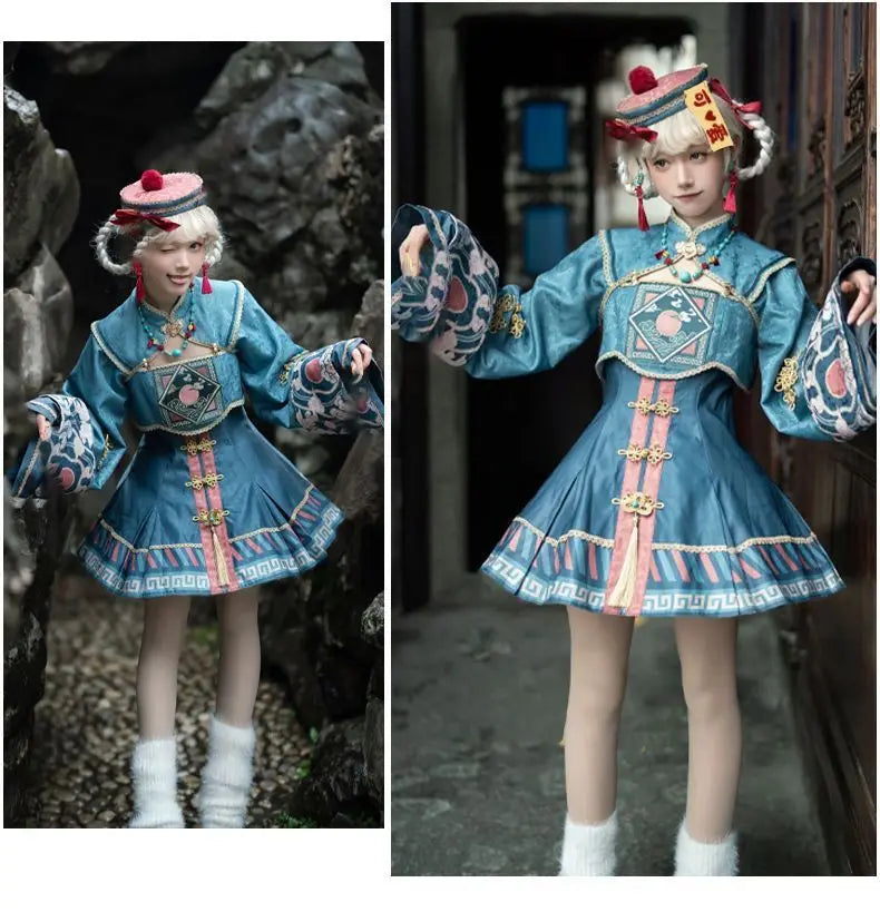 Vampire Easter Zombie Costume Cosplay Women Lolita Dress Hat Wig Anime Maid Chinese Carnival Party Gothic Clothes Skirt Outfit